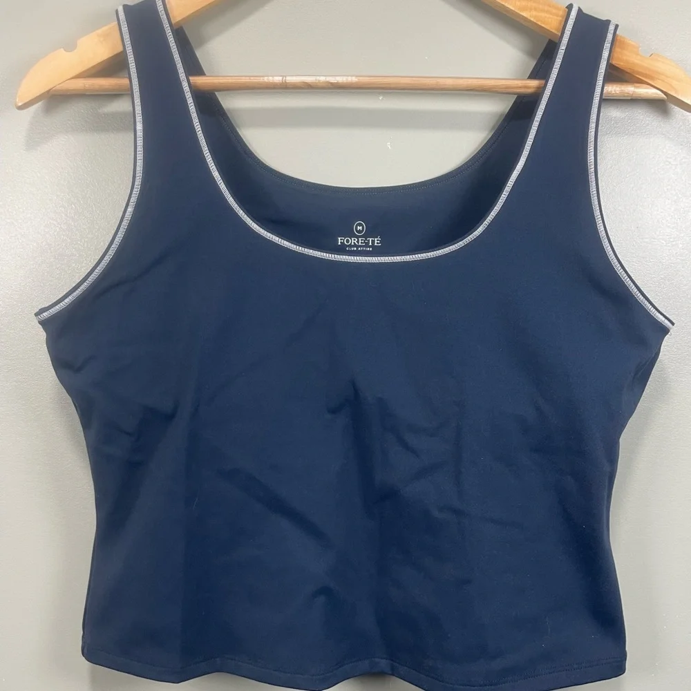 Fore-Té Navy Blue Workout Top Club Attire - Picture 3 of 7